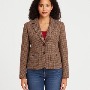 HOUNDSTOOTH Tweed blazer wool American Eagle outfitters ecru brown medium sefia